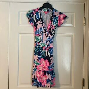 Lily Pulitzer wrap dress with built in shorts.